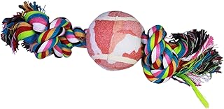 T-Pet Two Knots Braided Colorful Pet Dog Chew Tug Rope Bone Toy with Ball 10