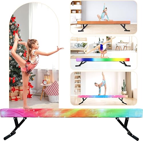 Miniatura 102 de Viga de equilibrio ajustable para niños, haz de gimnasia de 8 pies de todos los niveles de gimnasia, vigas de piso alto y bajo, altura ajustable