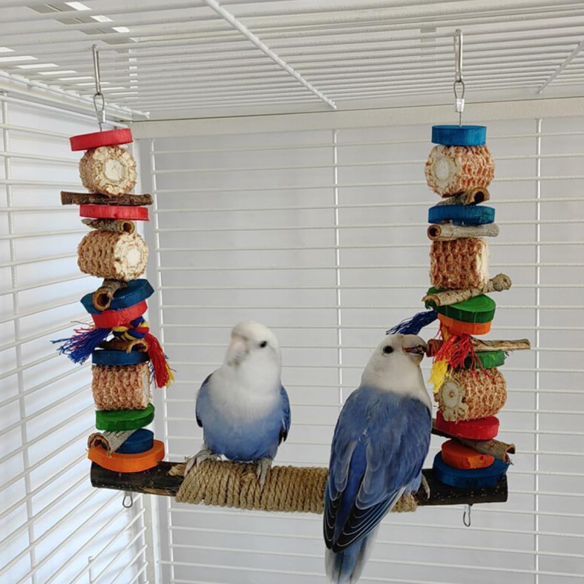 Mikikit Parrot Chewing Stand Durable Bird Perch for Parakeets Birds Easy to Install Cage Accessory Natural Wood Material Enhances Activity Space for Pets image 2