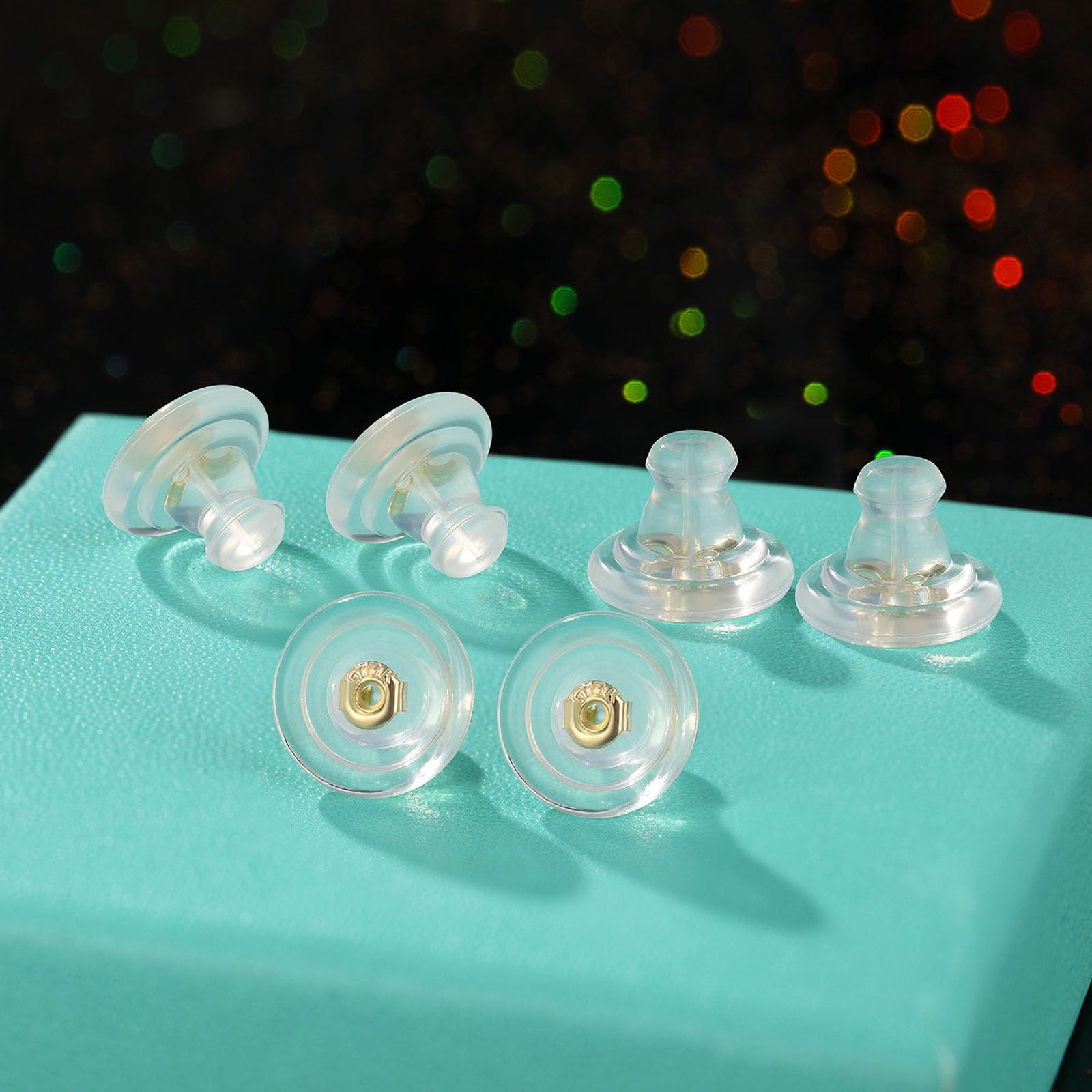 Lot de 12 grands fermoirs de boucles d'oreilles en silicone plaqué or 18 carats pour boucles d'oreilles lourdes et tombantes, hypoallergéniques, sans irritation, or