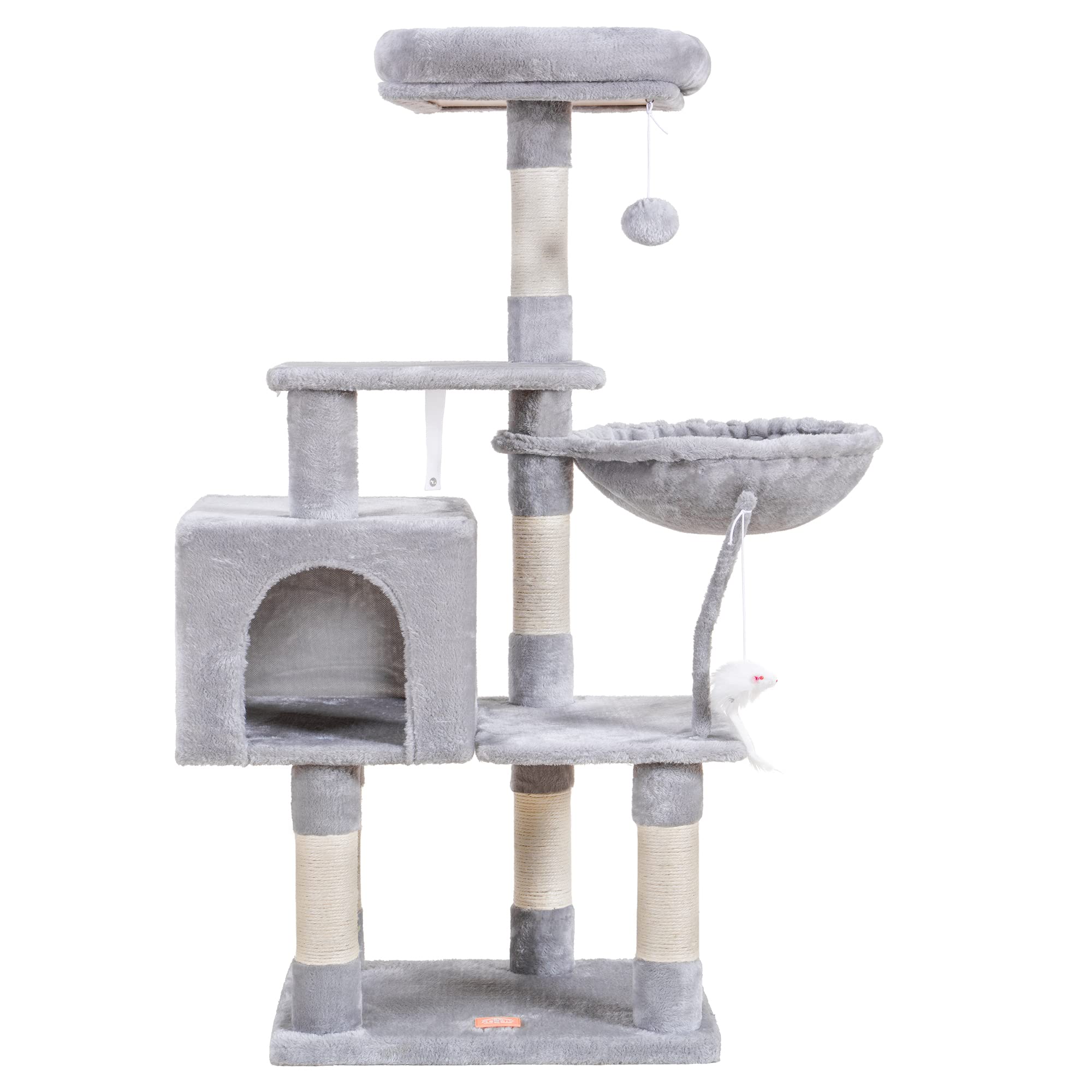 Heybly Cat Tree with Toy, 50.4" Cat Tower condo for Indoor Cats, HCT004W
