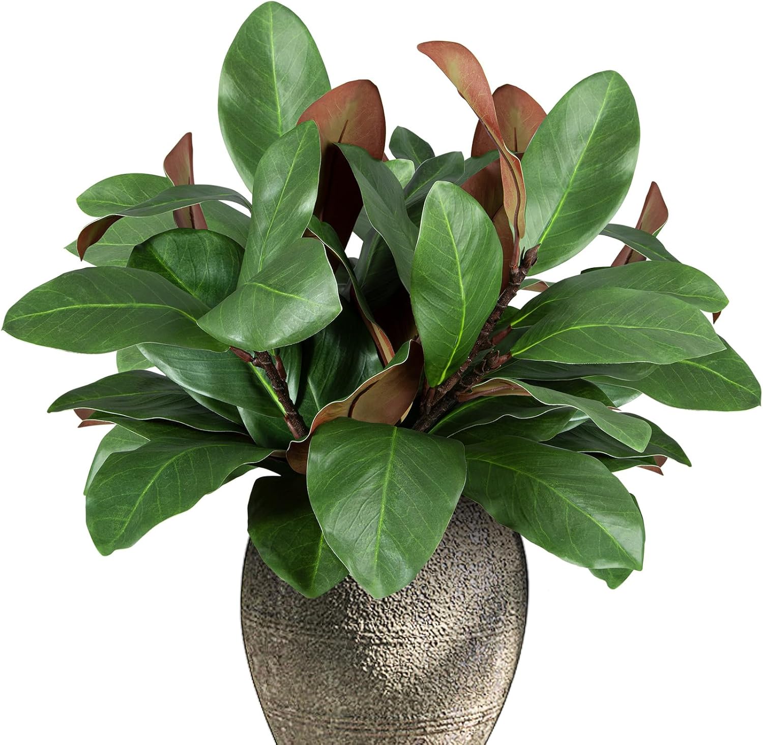 Artificial Magnolia Leaves Branches Fake 3D Magnolia Pick Faux Greenery Stems Leaves for Indoor Outdoor Vase Filling Home Office Table Decoration (6Pcs, 18'')