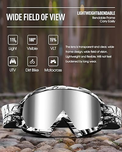 Miniatura 4 de beyisi Dirt Bike Goggles Motorcycle Gear ATV Riding Motocross Dirtbike 4-Wheeler Accessories Ski Fit Over The Glasses