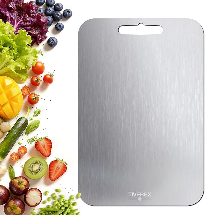 Titanium Cutting Board,100% Pure Titanium Cutting Boards for Kitchen, Easy to Clean, Dishwasher Safe, Double Sided Non Toxic Food-Grade Chopping Boards for Meats, Fruits and Vegetables