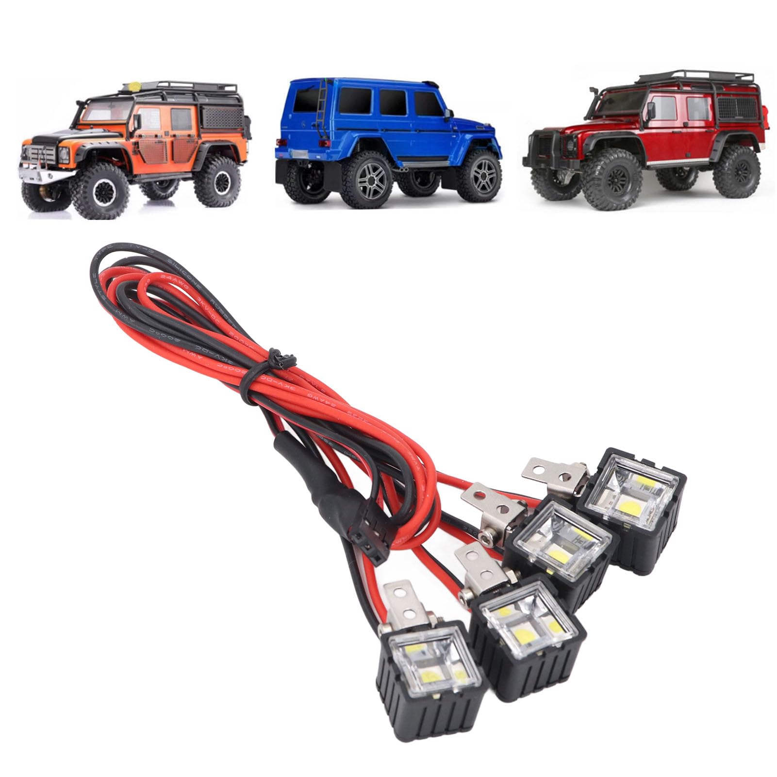 RC -LED -Leuchten, RC -Auto -Front -Scheinwerfer für Axial für SCX10 90046 für RC Car Lights Weiße Beleuchtung Hochhellig LED -Scheinwerfer für 1:10 RC Crawler (4LED)