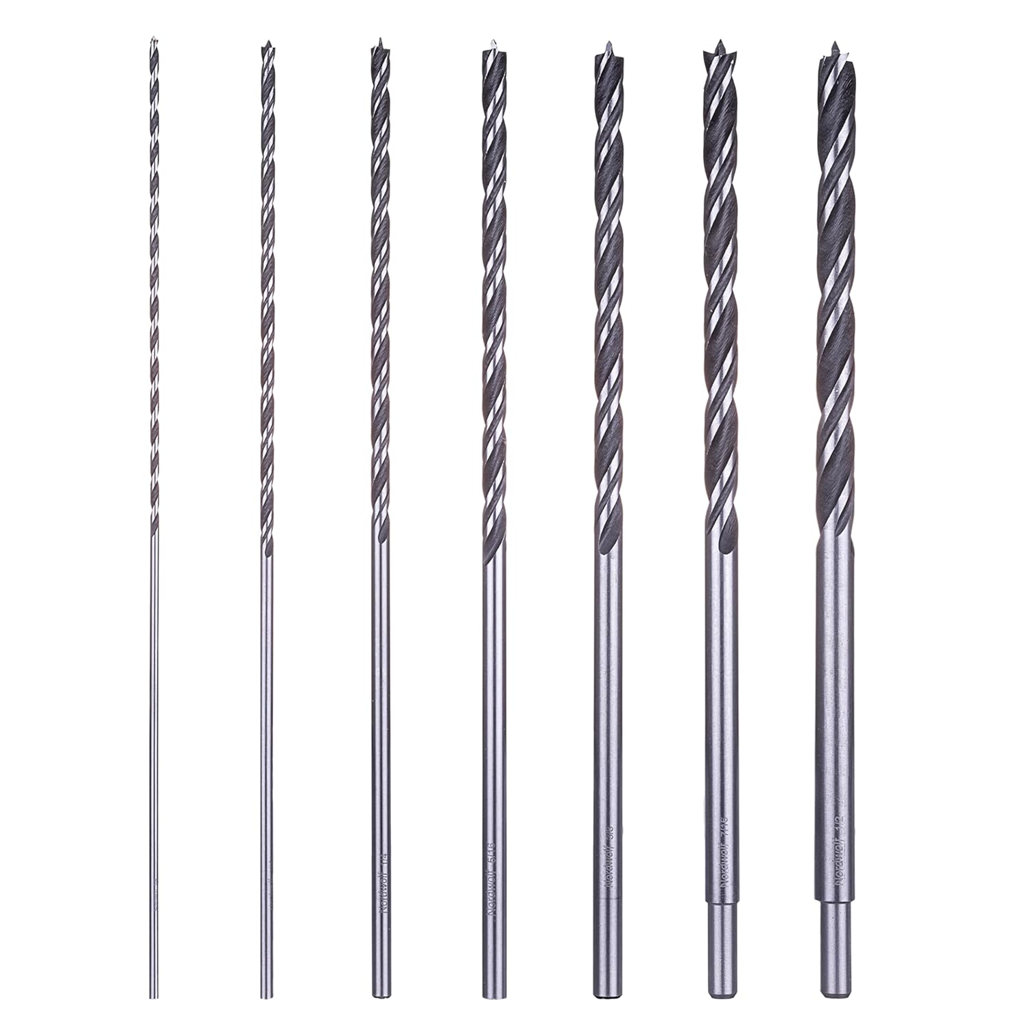 NordWolf 14-Piece Metric Brad Point Wood Drill Bit Set for Carpenter Woodworking, Double Flutes Design with 1/4" Hex Shank for Drills & Impact Drivers, Sizes 2mm to 12mm