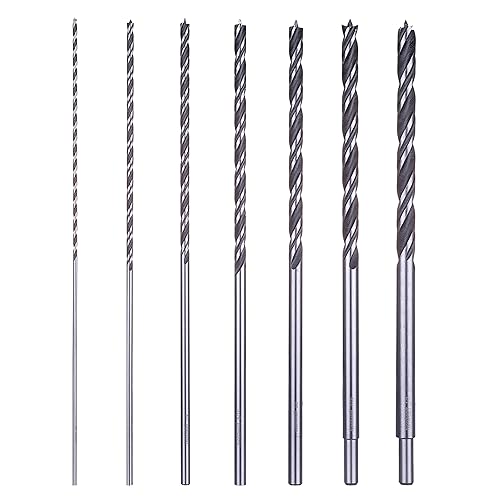 NordWolf Juego de brocas de 7 piezas de 30 cm extra largas con punta Brad para madera, diseño de doble filo y doble hélice para cortar madera, PVC,