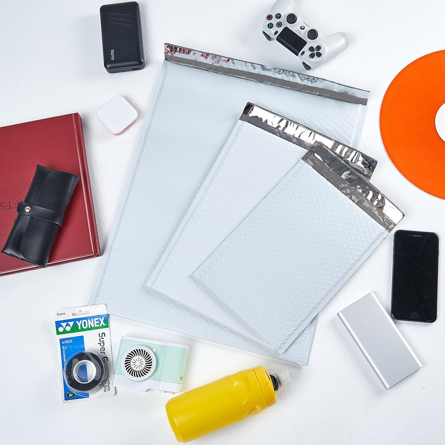 Progo #4 White Padded Bubble Lined Poly Mailer Bag for Shipping and Packing, Tear-proof, Water-resistant and Lightweight Envelopes, 9.5 x 13.5 inches, Postal Self-Seal Adhesive Opaque Bags. (100)