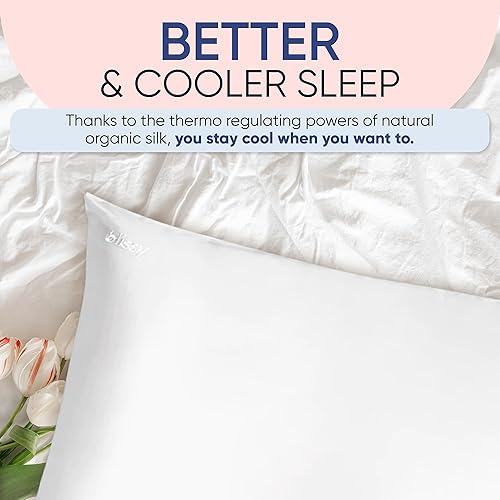 Miniatura 8 de Blissy Funda de almohada de seda - 100% seda de morera pura - Fibras de alto grado 22 Momme 6A - Funda de almohada de seda para cabello y piel -