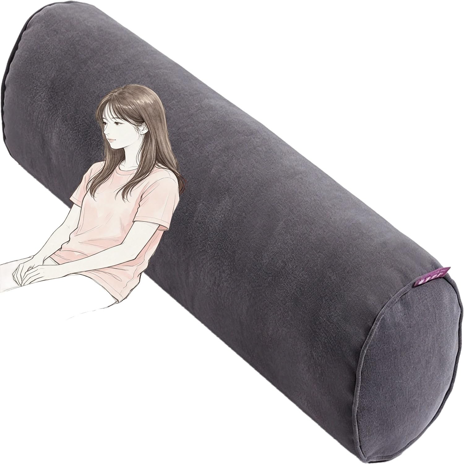 Almohada de viaje para cuello cilíndrica de poliéster lavable 20x80cm