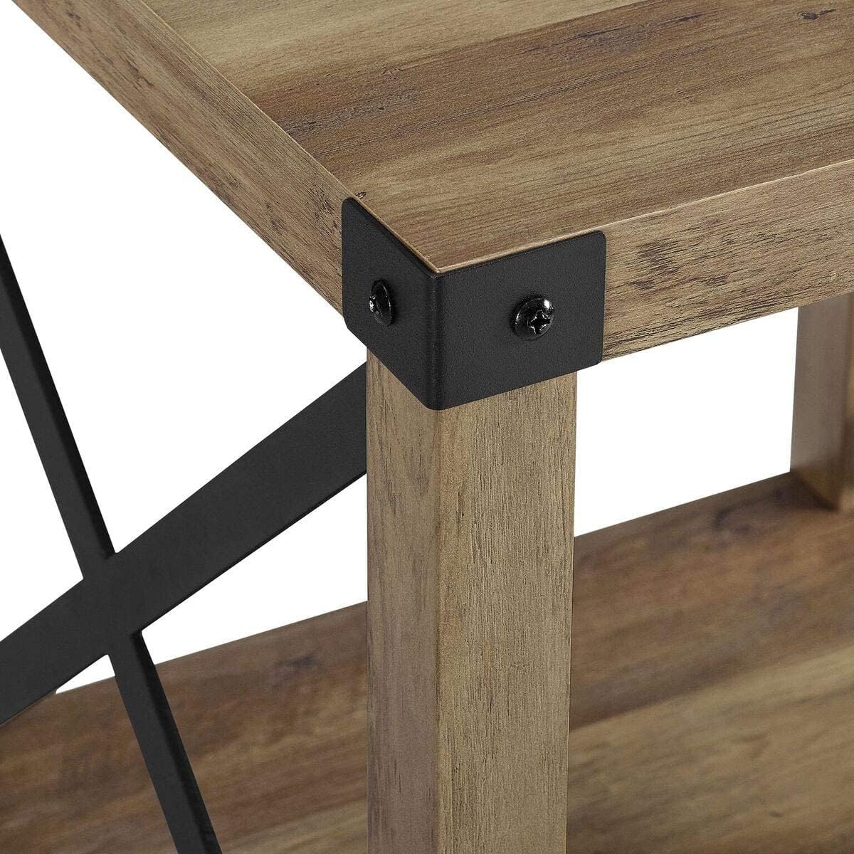 Walker Edison Sedalia Modern Farmhouse Metal X Side Table, 18 Inch, Rustic Oak : Home & Kitchen
