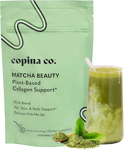 Matcha Beauty - Mezcla de bebida vegana de colágeno potenciador bebida vegana cremosa con soporte de colágeno a base de plantas, sabor matcha, 1