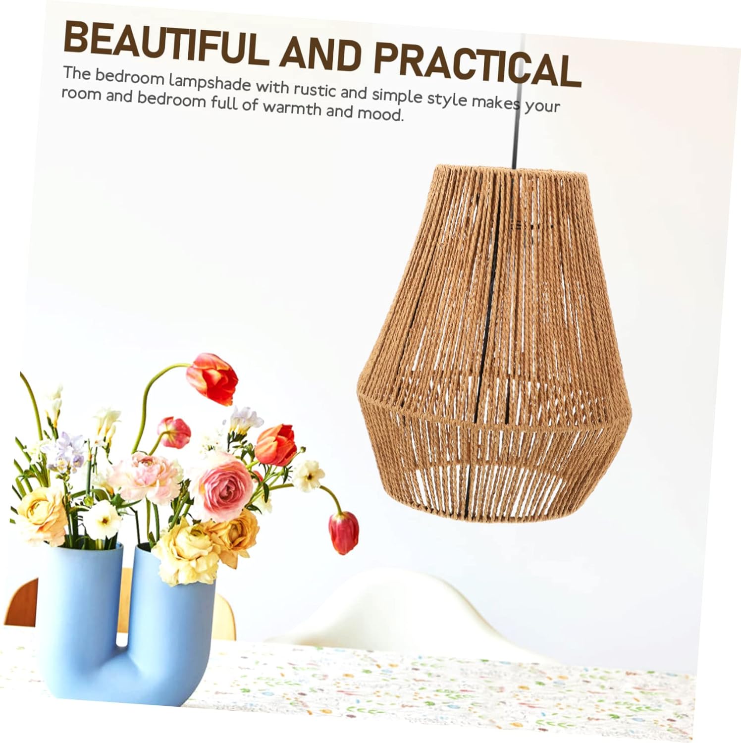 UPKOCH Rustic Style Lampshade Woven Paper Art Lamp Cover for Pendant Ceiling Decor
