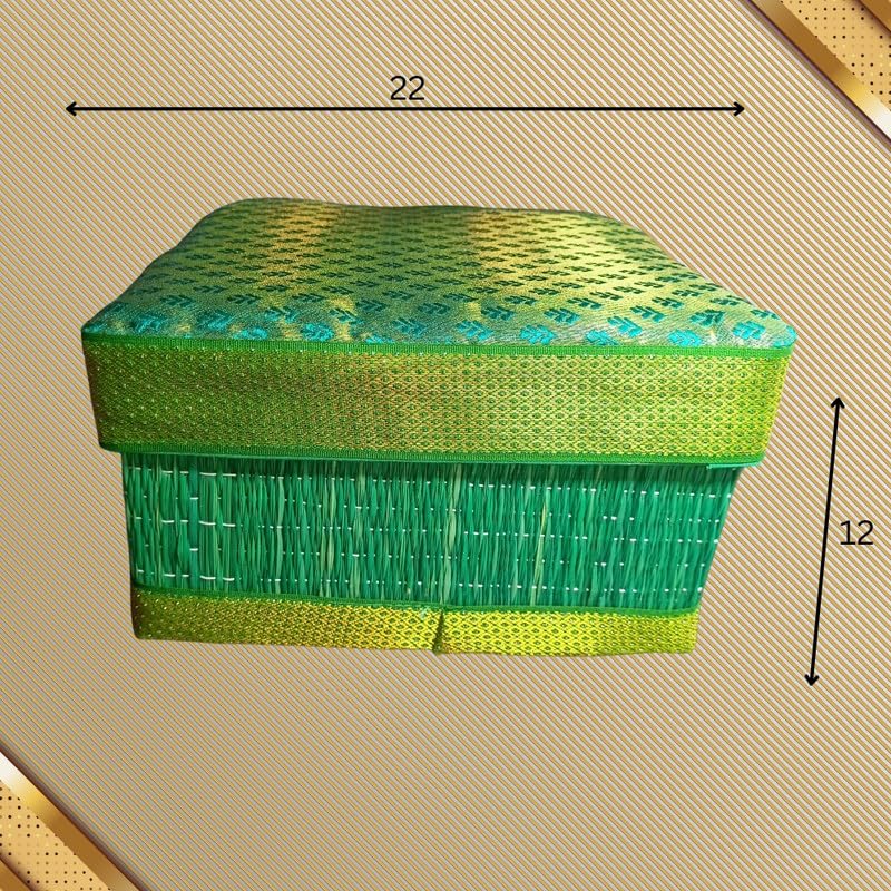 Image of Havilah Korai Grass Box Handmade River Grass All Purpose Multi Storage Box Hand Crafted In india /Jewel Storage /Gift Box /Luxary - 22 Cm x 12 cm x 12 cm - 1 Pc Green