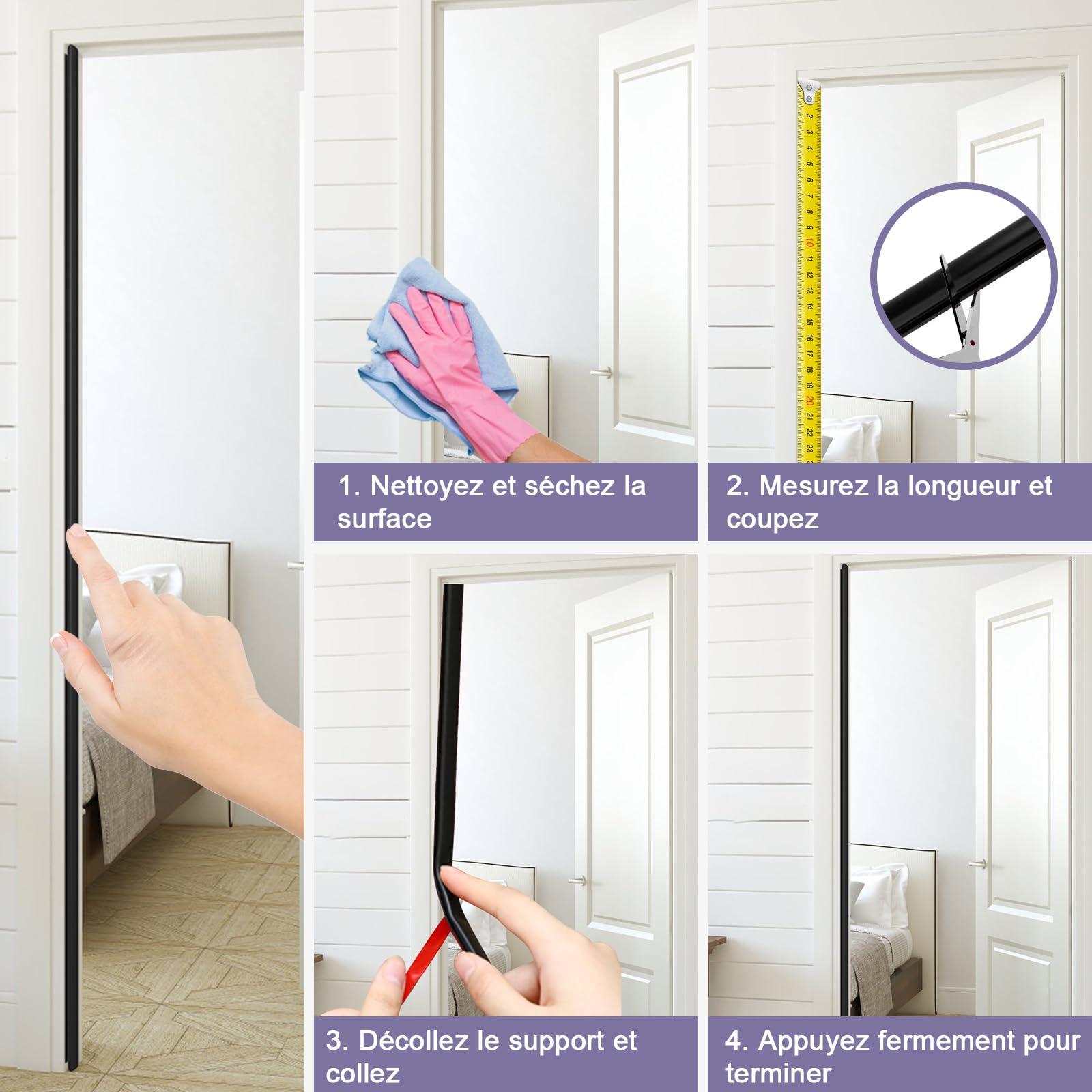 Joint Fenetre Isolation, Joint Porte Isolation Autocollante Caoutchouc Isolation Froid Et Phonique, Fenetre Bois Joint De Porte D'entrée Isolation Phonique Porte (Noir,15m)
