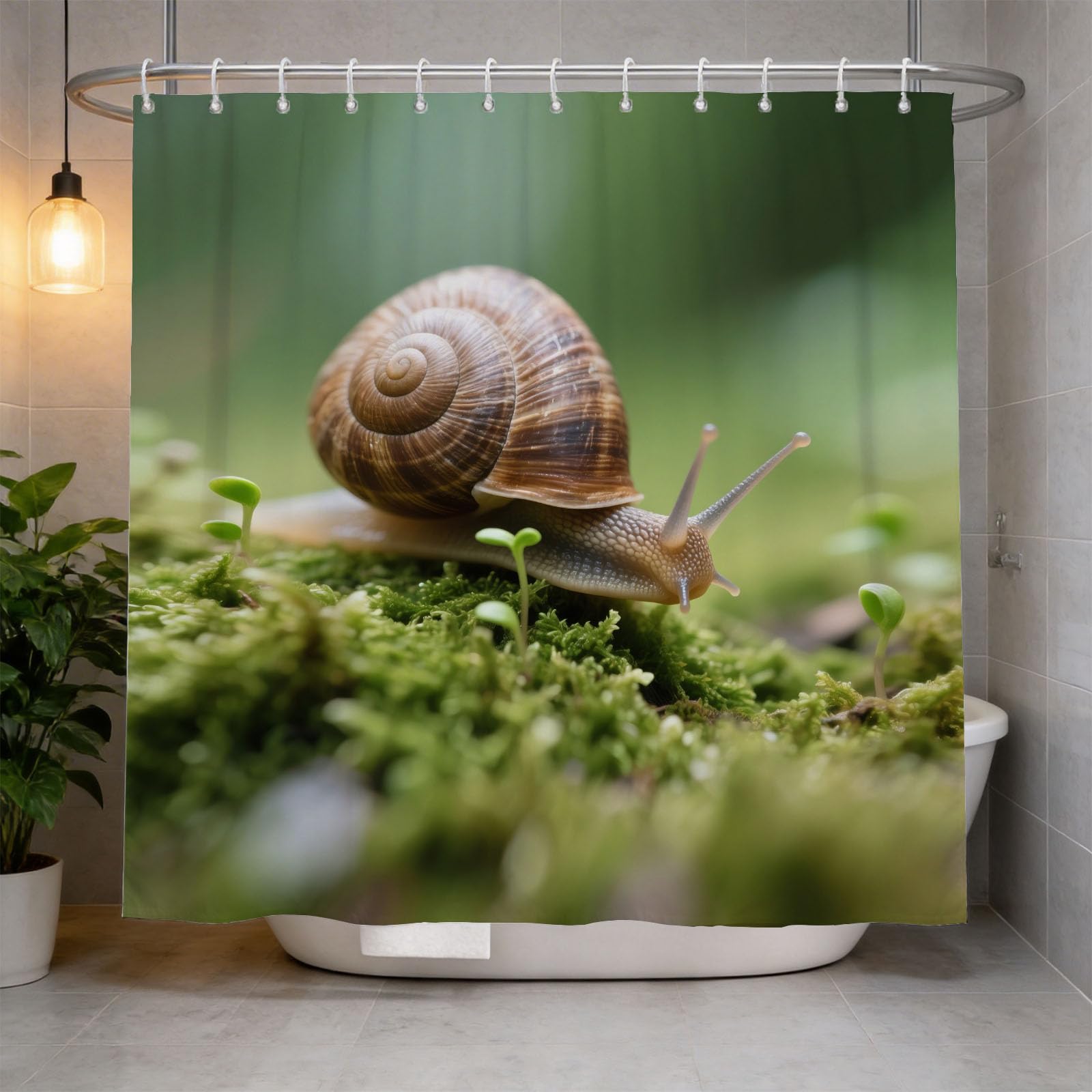 Hongduo 3D Snail Shower Curtain for Stalls Bathtubs Animal Theme Bathroom Decor Shower Curtain Set Polyester Fabric Waterproof 120x180cm/48X71 Inch with Hooks
