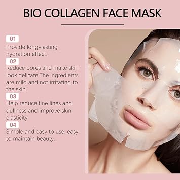 Bio Collagen Face Mask, Bio Collagen Face Mask Overnight Real Deep Collagen Overnight Face for Face Skin Care Korean Skincare, Hydrating, Sheet Beauty