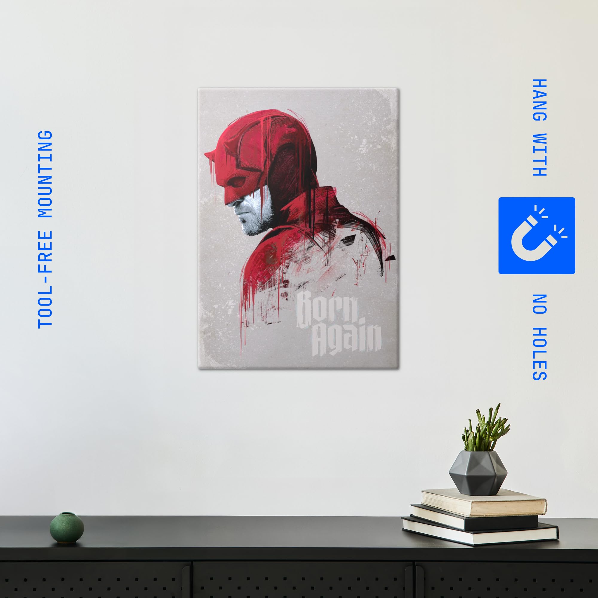 Displate Metall poster Marvel Sketch Daredevil Profile Größe M | Bild Plakate für Schlafzimmer Dekor, Geschenke. Magnetische Befestigung Wandposter, Wanddeko. Metall Wandkunst.