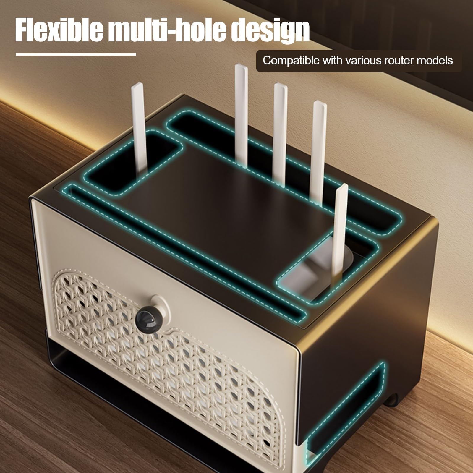 Mensola per Router, mensola per proiettore, mobiletto portaoggetti per Router WiFi, nascondi Cavi per casa e Ufficio