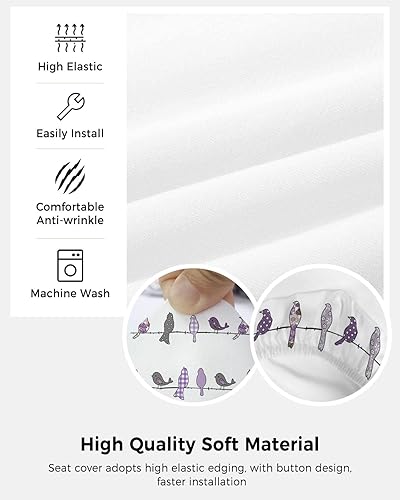 Miniatura 5 de Fundas elásticas para silla de oficina con diseño de pájaros morados, 2 piezas, suave, decorativo, protector para silla de escritorio, protector