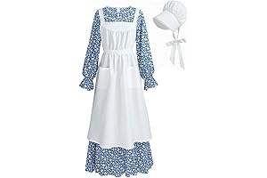 Pioneer Dress Women Prairie Dress with Bonnet Adult Long Colonial Costume