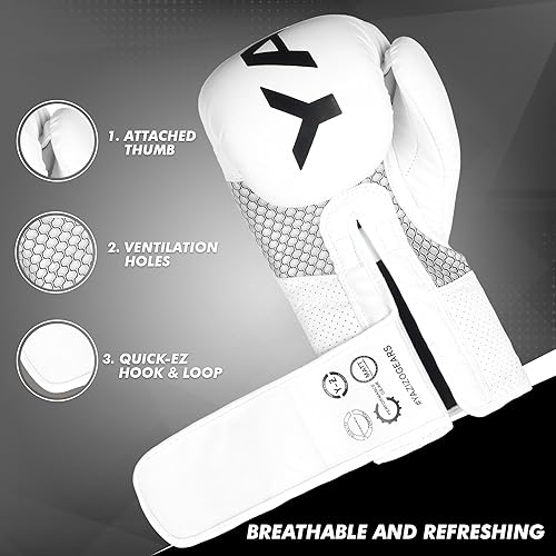 Miniatura 9 de Yazizo Guantes de boxeo y cuero sintético mate Muay Thai, guantes curvos, gancho y jab Target, juego de mano de boxeo para boxeo, bolsas pesadas,