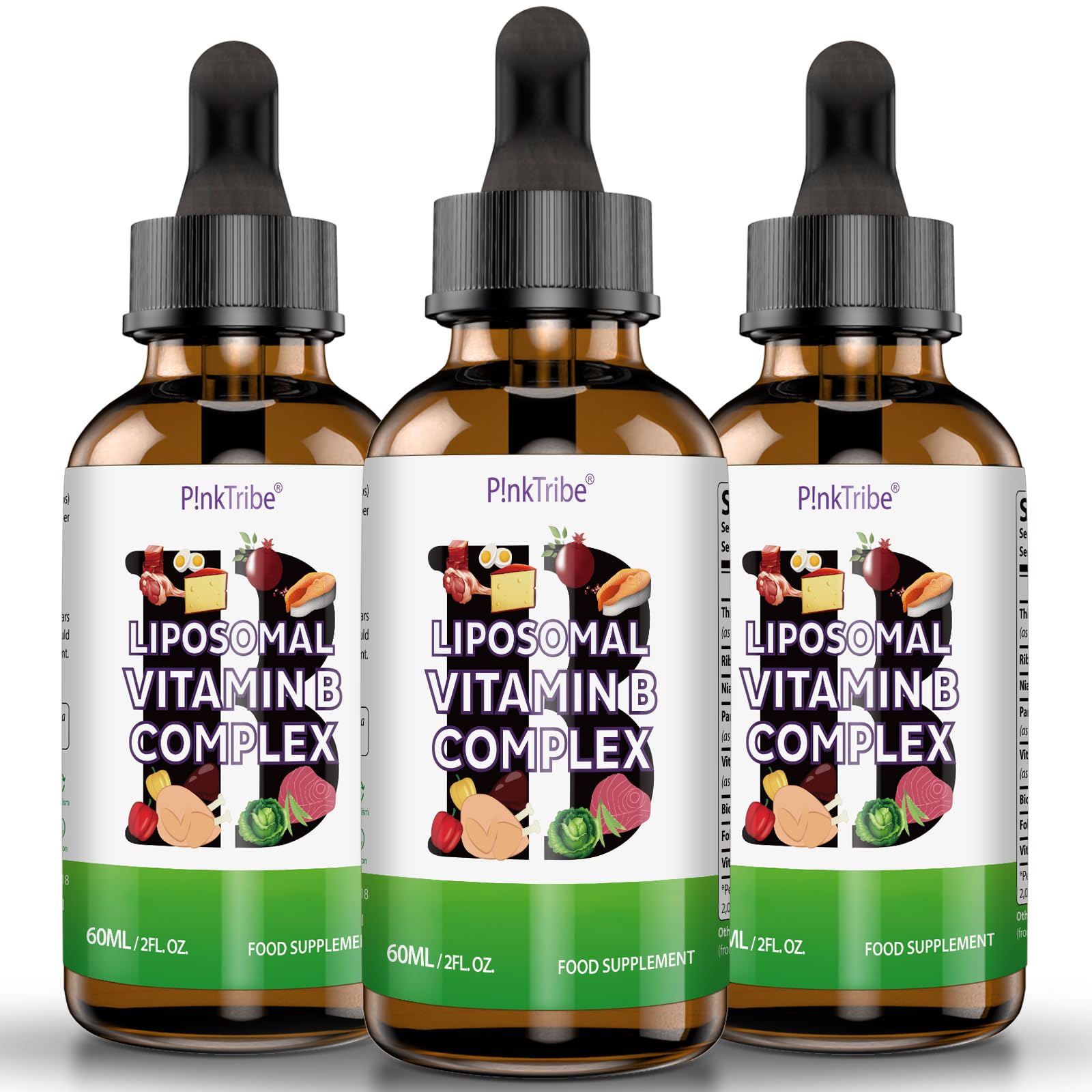 Liposomal Vitamin B Complex Liquid - High Strength B-Vitamin Complex Drops, Supports Immune System and Energy Levels, 60ml (Pack of 3)