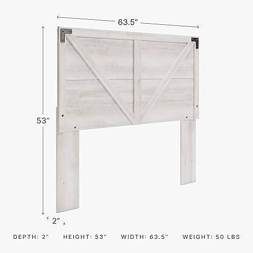 Miniatura 2 de Signature Design by Ashley Shawburn - Cabecero moderno de granja, tamaño Queen, color blanco lavado