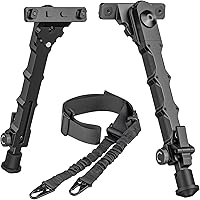 Vista 1 de CVLIFE Bípode de rifle de 7.5 a 9 pulgadas compatible con bípode de riel M con eslinga de rifle de dos puntos para rifle, ajustable, plegable, se