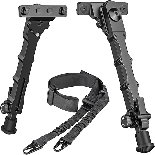 CVLIFE Bípode de rifle de 7.5 a 9 pulgadas para riel M con eslinga de rifle de dos puntos para rifle, ajustable, plegable, se fija directamente al