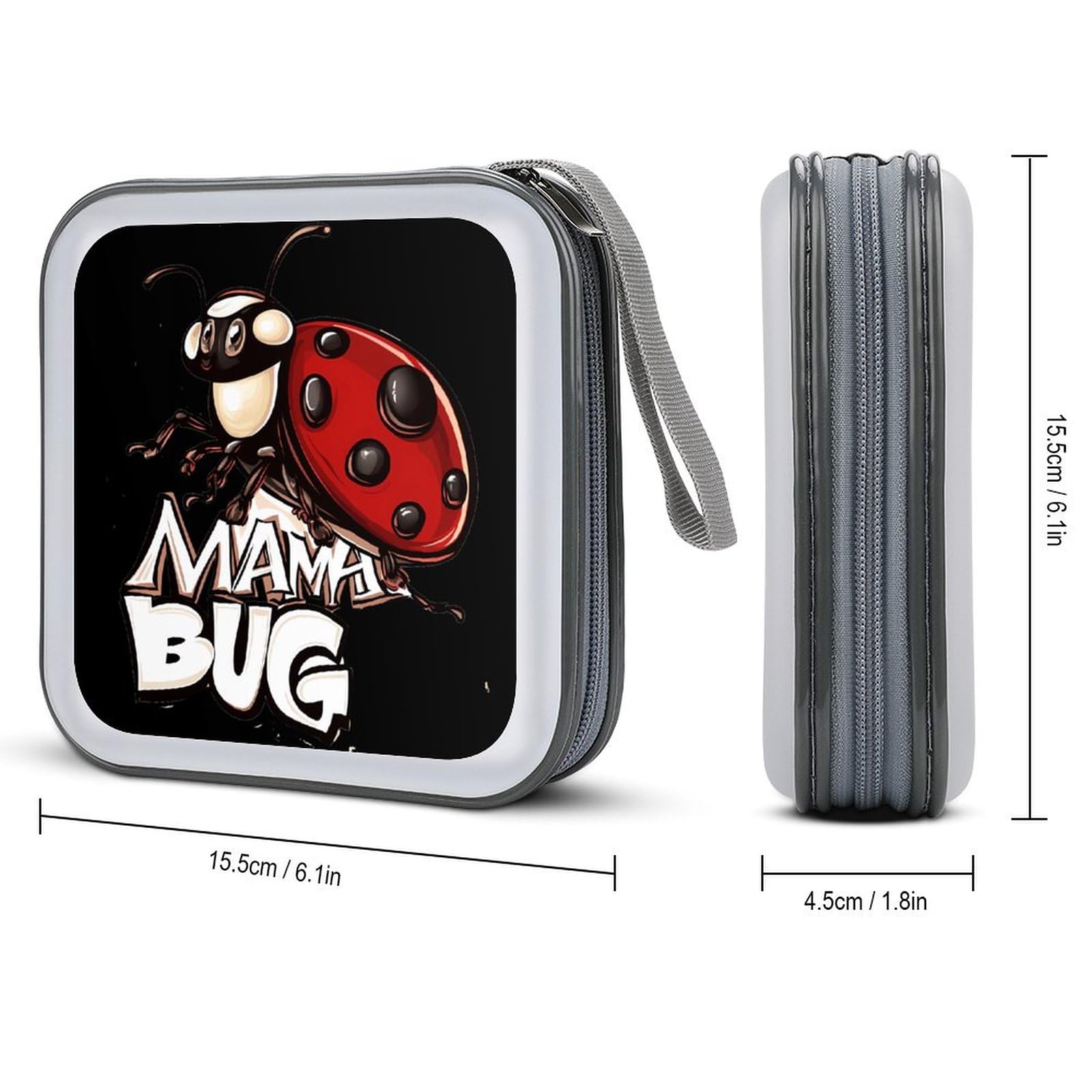 Ladybug Mom Mama Bug CD Case Plastic DVD Case Holder Wallet Disc Storage Organizer for Car Travel
