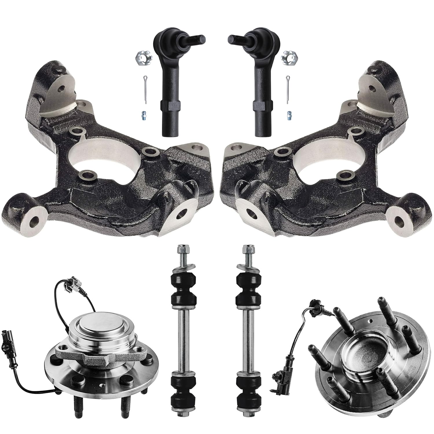 Detroit Axle - 8pc RWD Front Knuckles Kit for 07-13 Chevy Silverado 1500