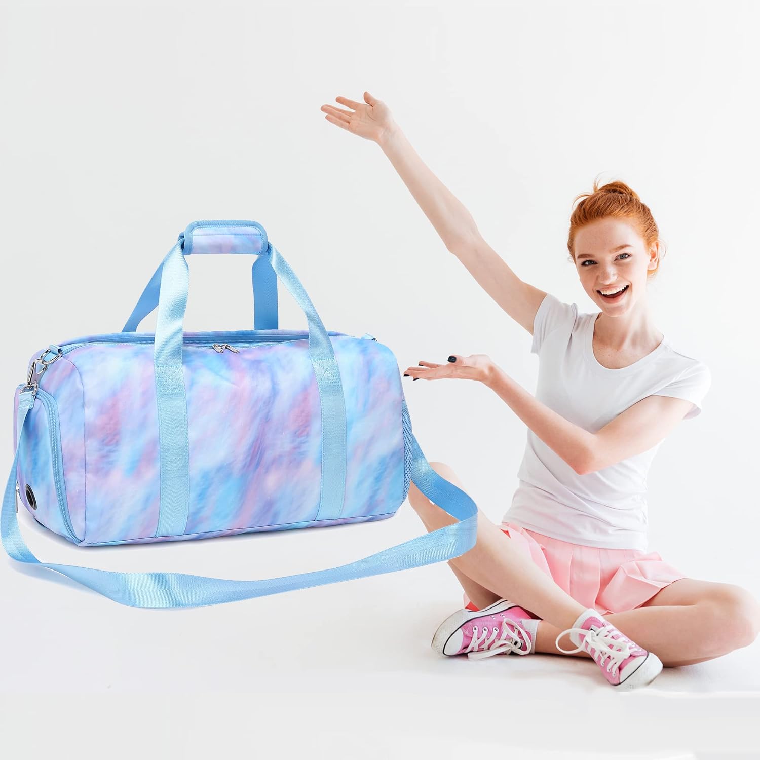 Jumpopack Dance Bag Girls Duffle Bags Teen Sports Gym Bags Weekender Sleepover Overnight Bag with Shoe Compartment and Wet Pocket