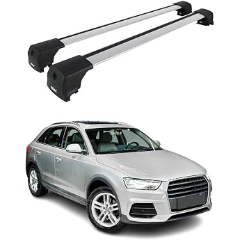 Roof Rack Luggage Rack Compatible with Audi Q3 8U 2011-2018 T V ABE Base Rack Aluminium Silver