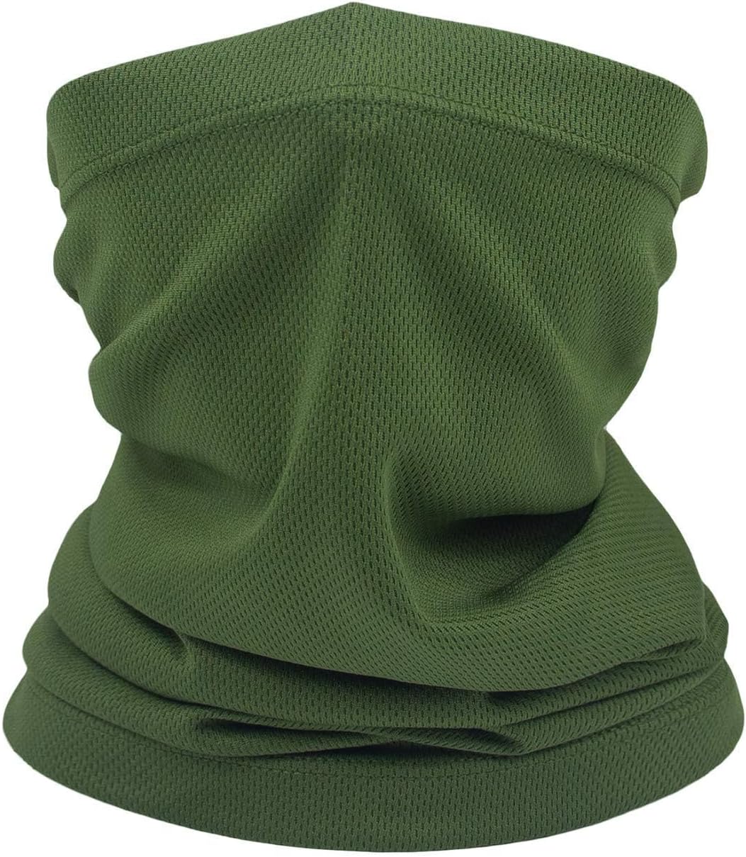 Coyote Brown Neck Gaiter, tan face mask bandanas men cooling summer, half face covering women (1pc Coyote Brown & 1pc army green) - Image 2