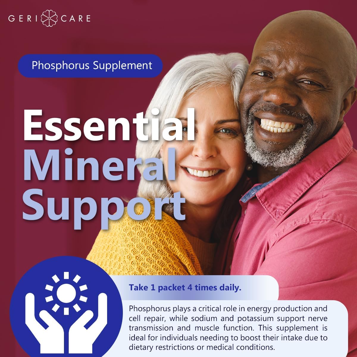 GeriCare Phosphorus Supplement Powder Packets, Strawberry Flavor, Supports Bone Strength & Energy Metabolism, Nerve, and Muscle Support, Electrolyte Mineral Supplement, 1.5g Each Packet (Box of 100) - Image 6