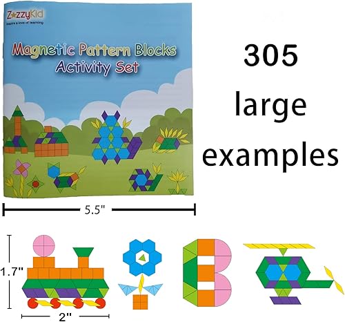 Miniatura 6 de ZazzyKid Juego de bloques de patrón magnético para niños: 216 piezas rompecabezas de forma geométrica Tangram - STEM