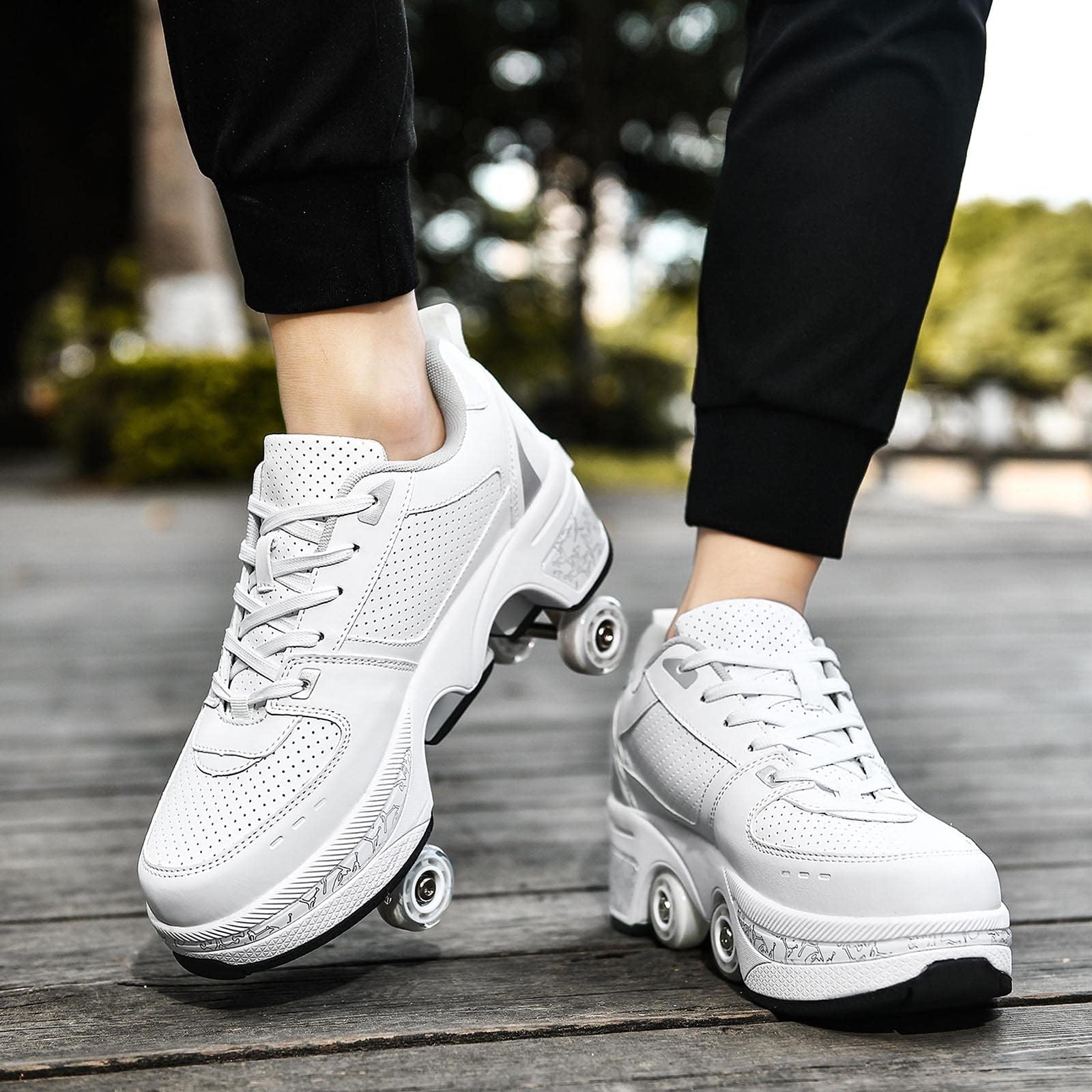Scarpe con Rotelle Bambino, 2 in 1 Scarpe con Automatiche Rotelle Retrattile,Pattini a 4 Ruote Deformati e Sneakers per Bambino Come Regali di Natale e Compleanno