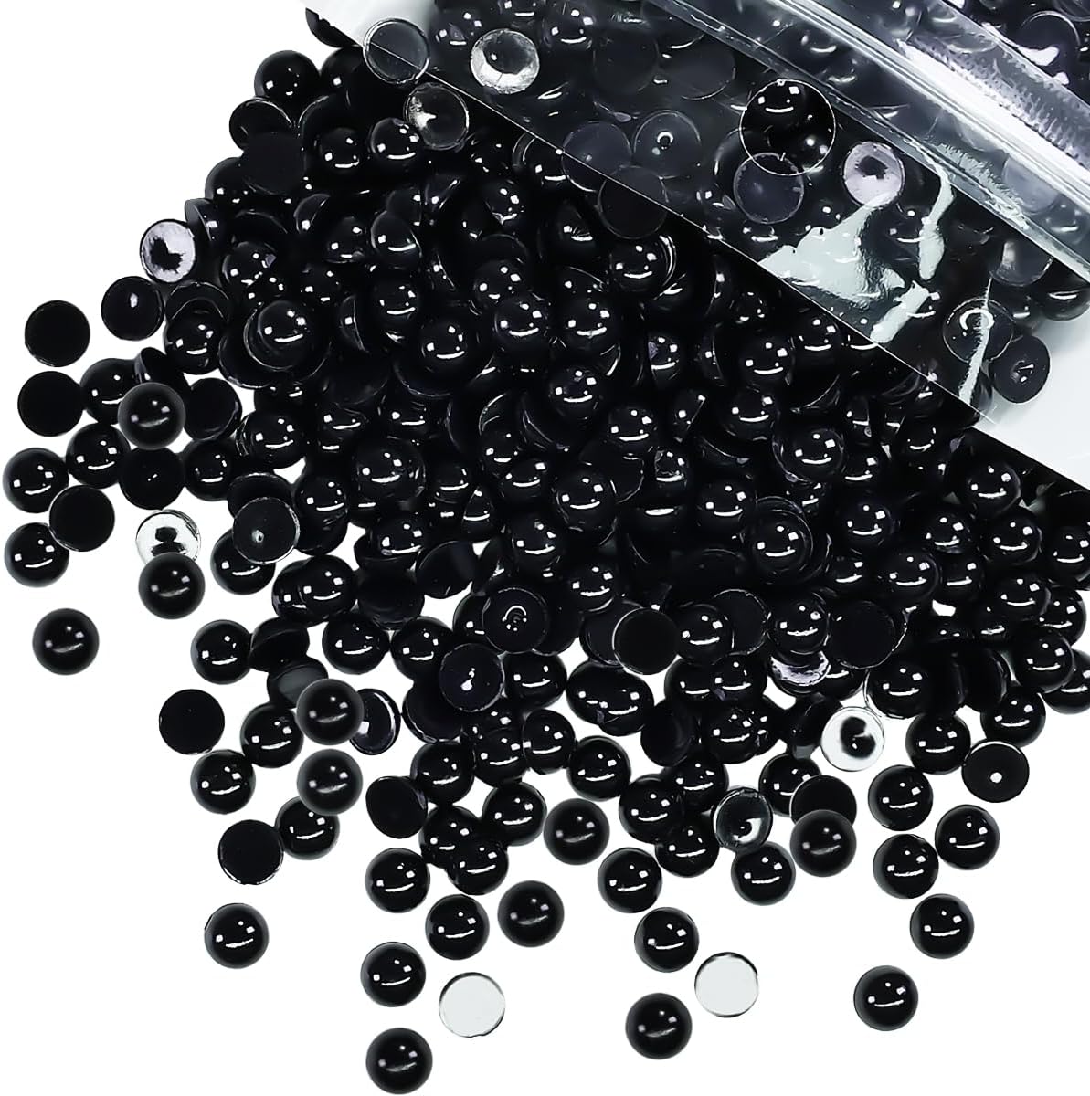 qiipii 7500PCS 2mm Small Pure White Round Half Round Pearls for Crafting Imitation Loose Flatback Beads Gems for Nails Face Eyes Makeup Wedding Tumblers Bottles Crafts Bedazzling Clothes Shoes Phones