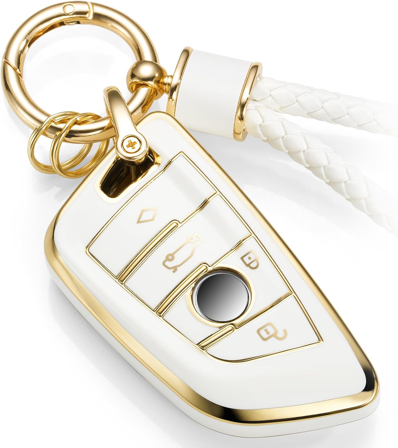 CTRINEWS for BMW Key Fob Cover with Metal Braided Rope Keychain for BMW ...