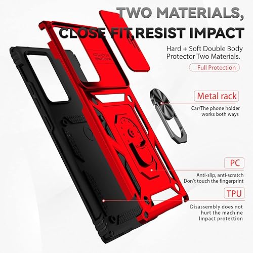 Miniatura 8 de Funda para Samsung Galaxy Note 20 Ultra con cubierta para lente de cámara, protector de pantalla HD, prueba de caídas de grado militar, soporte de