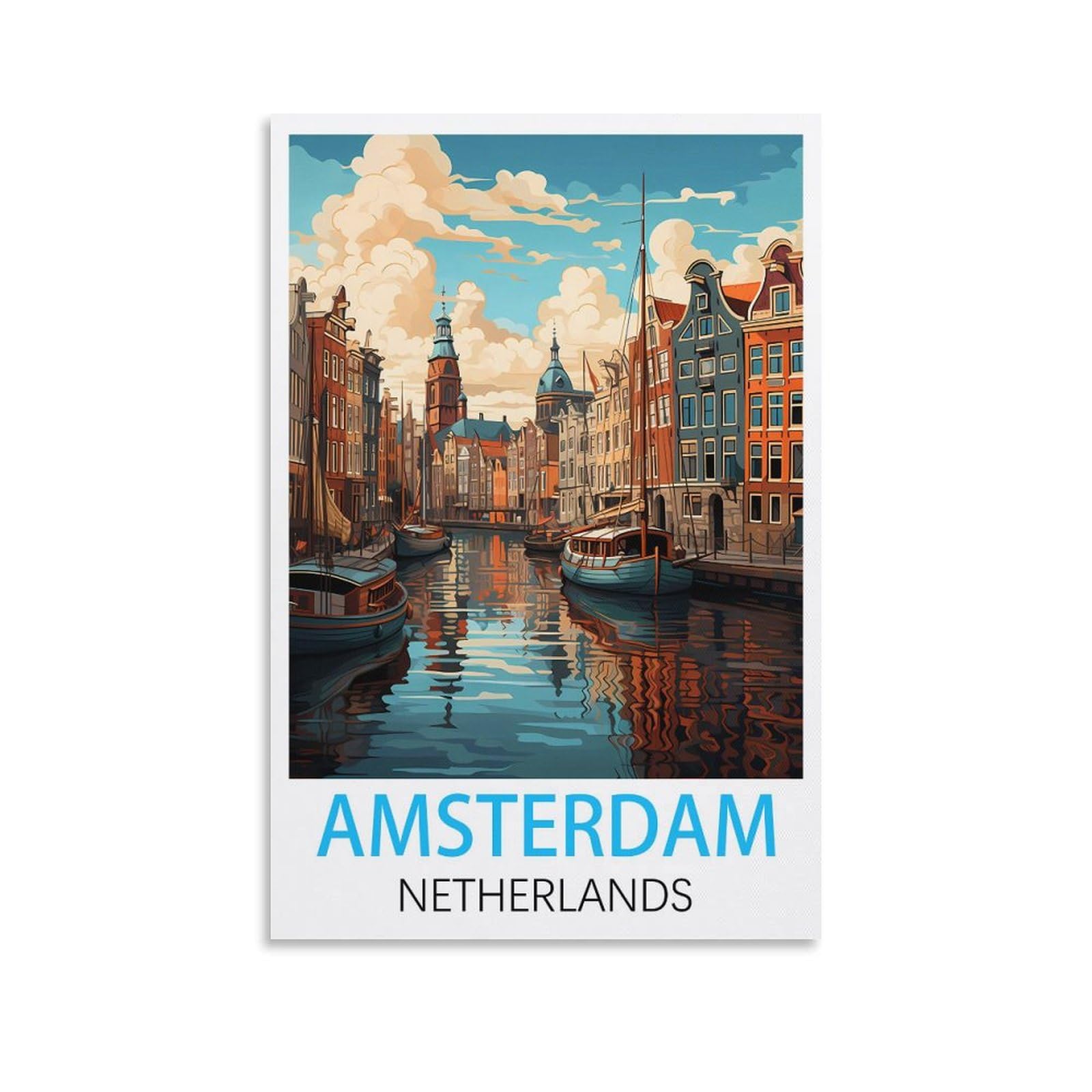 Vintage Metal Tin Signs,Amsterdam Netherlands,Vintage Tin Sign Metal Retro Art Wall Poster for Home Club Garden Decor 15x30cm