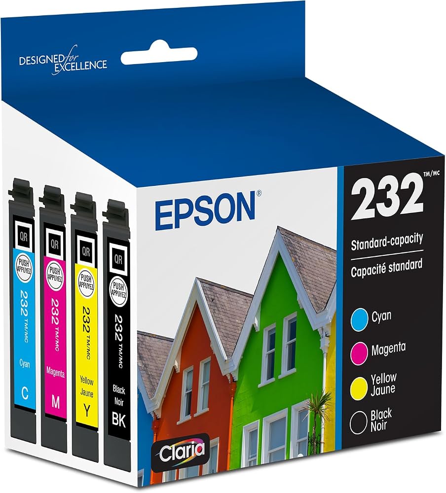 Epson 232 Claria Ink Standard Capacity Black & Color Cartridge Combo Pack (T232120-BCS) Works with Workforce WF-2930, 2950 and Expression XP-4200, 4205