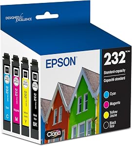 Pack Combo de Cartouches d'Encre EPSON 232 Claria Capacité Standard Noir & Couleur (T232120-BCS) Compatible avec Workforce WF-2930, 2950 et Expression XP-4200, 4205