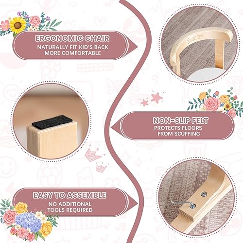 Miniatura 5 de Swegrow Juego de mesa y 2 sillas para niños, mesa y sillas de madera para niños y bebés, muebles de madera para niños para sala de juegoshogarkinder