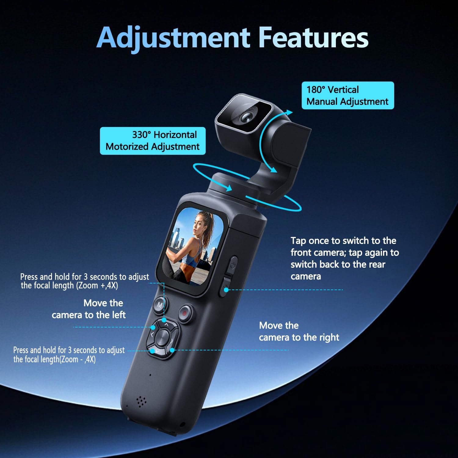 Fotocamera 4K Vlogging con obiettivo rotante a 330° e tracciamento facciale, fotocamera digitale tascabile portatile per YouTube TikTok con WiFi, include scheda da 16 GB, treppiede e borsa per