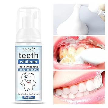BROER Naturals Teeth Whitener | Teeth Whitening Foam To Remove Yellow Stains, Tobacoo, Tartar and Tobacco Stains - 60ml