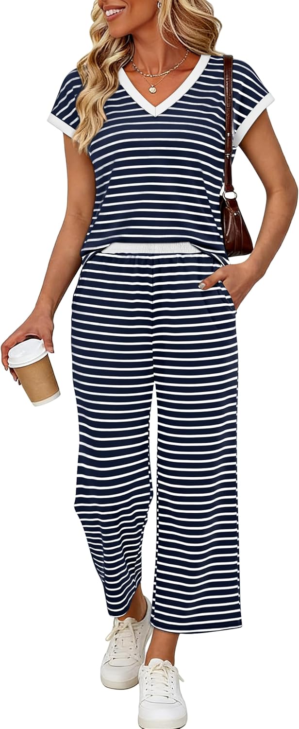 Sampeel Two Piece Sets for Women Lounge Sets Matching Sets Women Clothing Airport Travel Outfits Color Block