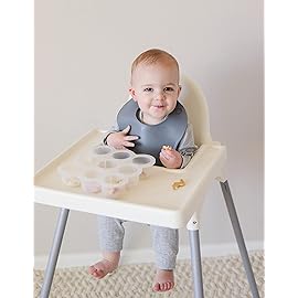 otterlove Silicone Baby Bibs with No Fillers, Wide Food Catching Pocket, Mint and Smoke, Pack of 2