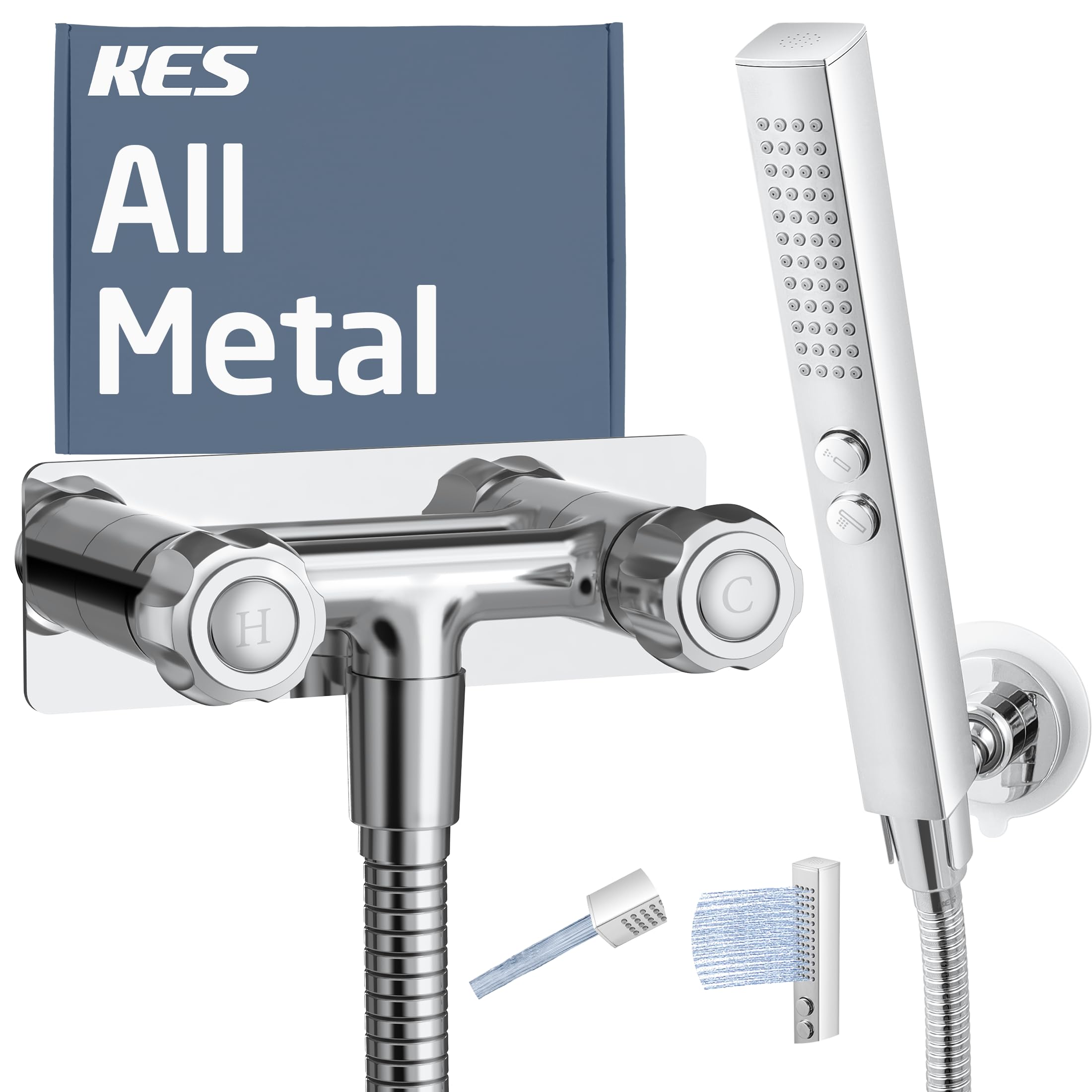 Photo 1 of **For parts only / missing shower head**All Metal RV Shower Faucet with Hose and 2 Function Showerhead, KES No Leak Camper Shower Faucet Replacement, SUS 304 Handheld Holder Included, for RV, Travel Trailer, Motorhome, Chrome, XG6105-CH